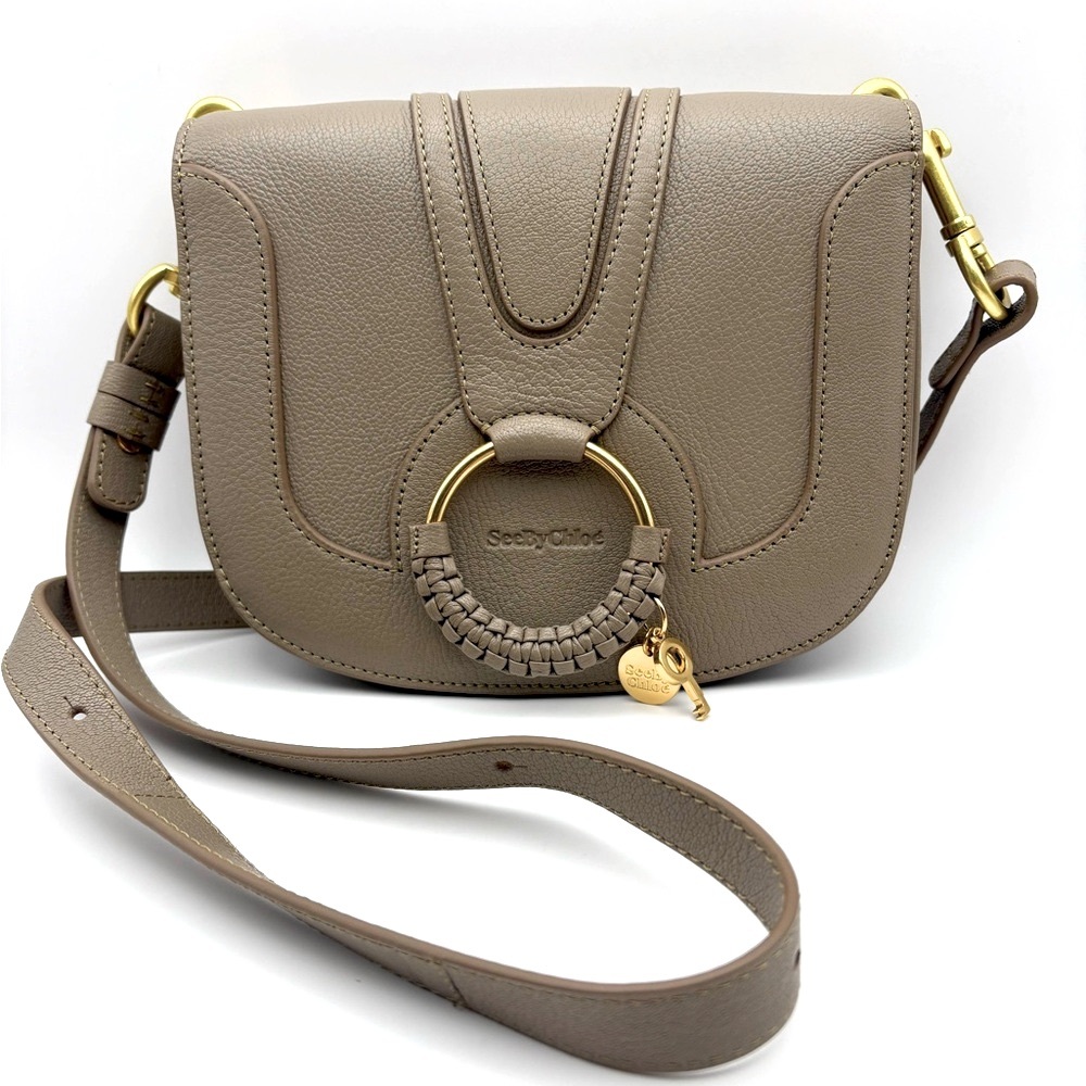See By Chloe NEW! Leather Crossbody Bag Tan Beige Gold Tone Hardware Flap & Snap